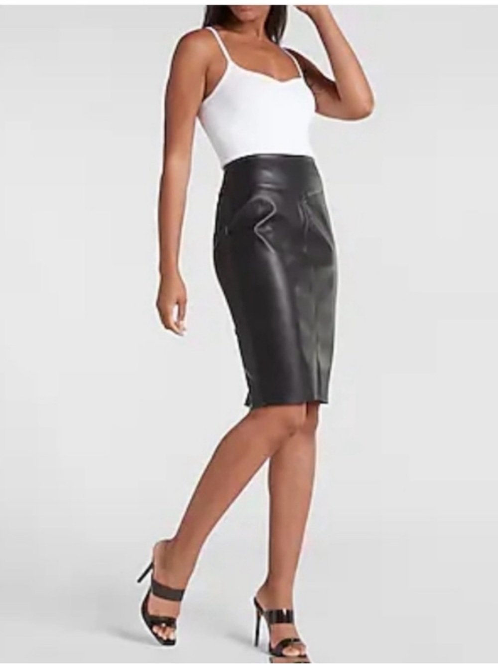 Express Black Faux Leather Pencil Skirt